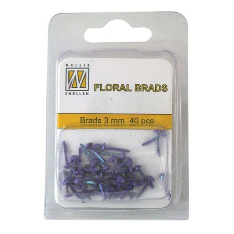Le choix de Nellie • Attaches parisiennes à paillettes florales 3 mm. Paquet de 40 pièces violet