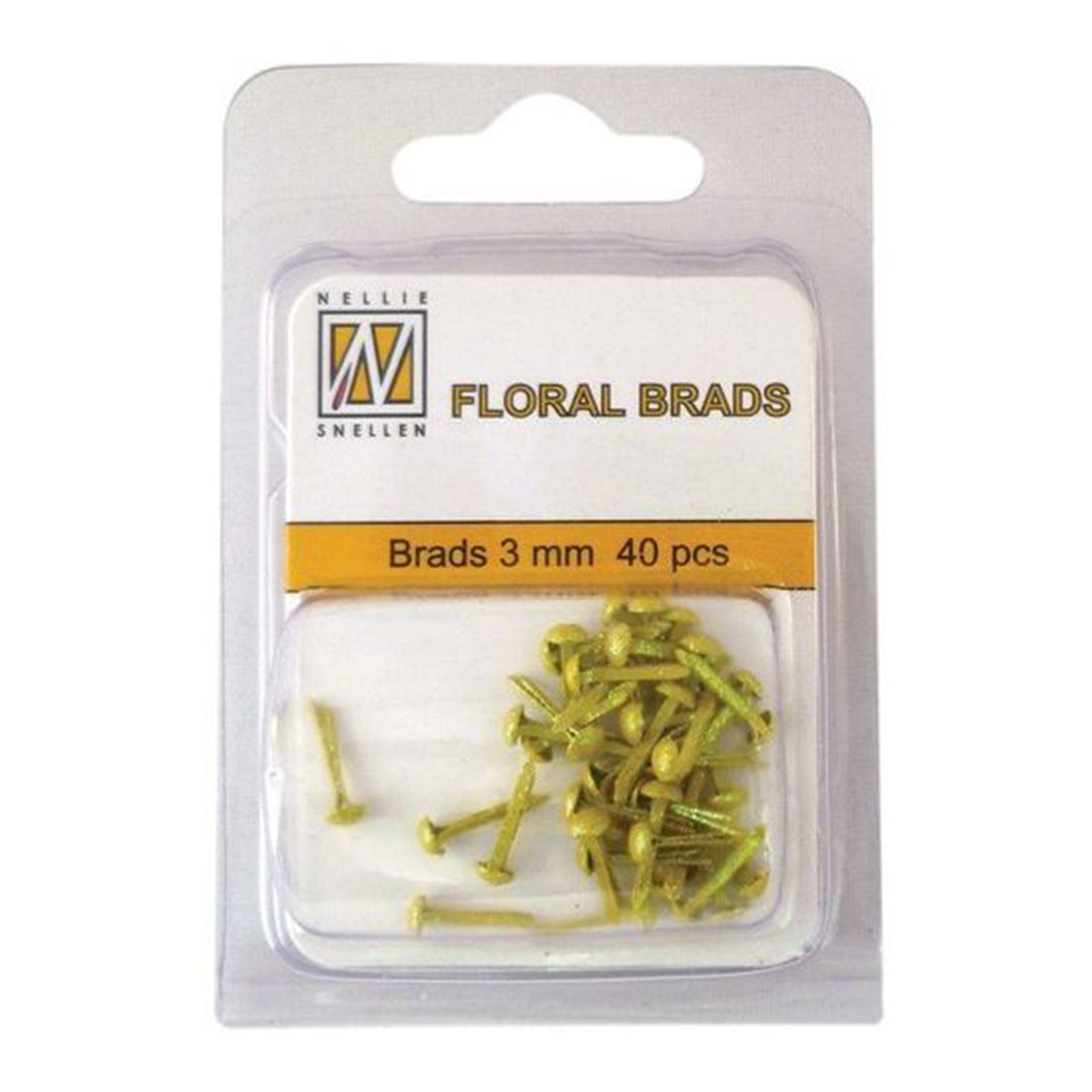 Le choix de Nellie • Attaches parisiennes à paillettes florales 3 mm. Paquet de 40 pièces jaune 012h