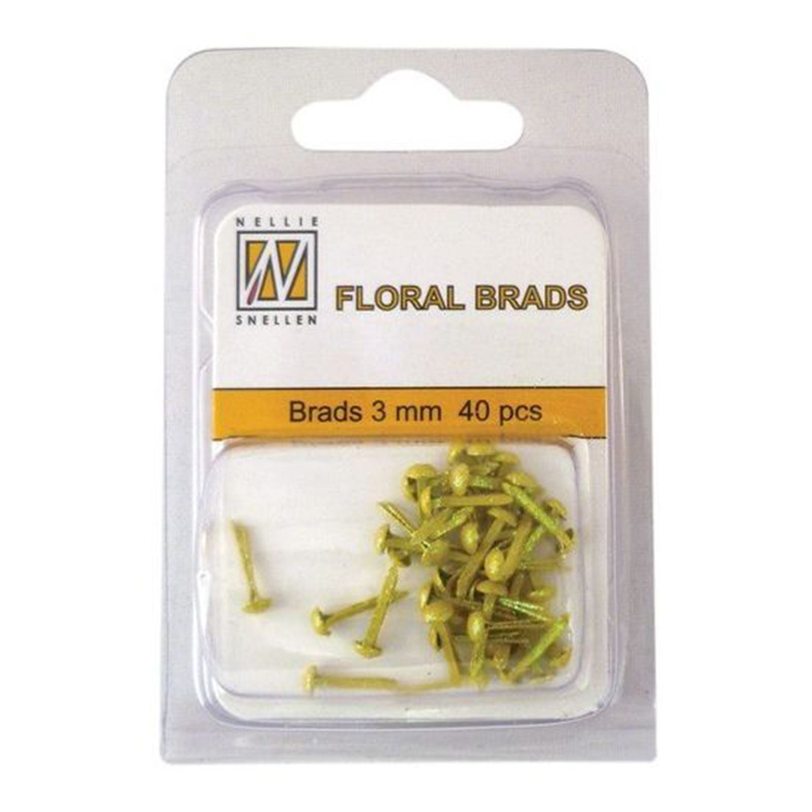 Le choix de Nellie • Attaches parisiennes à paillettes florales 3 mm. Paquet de 40 pièces jaune 012h