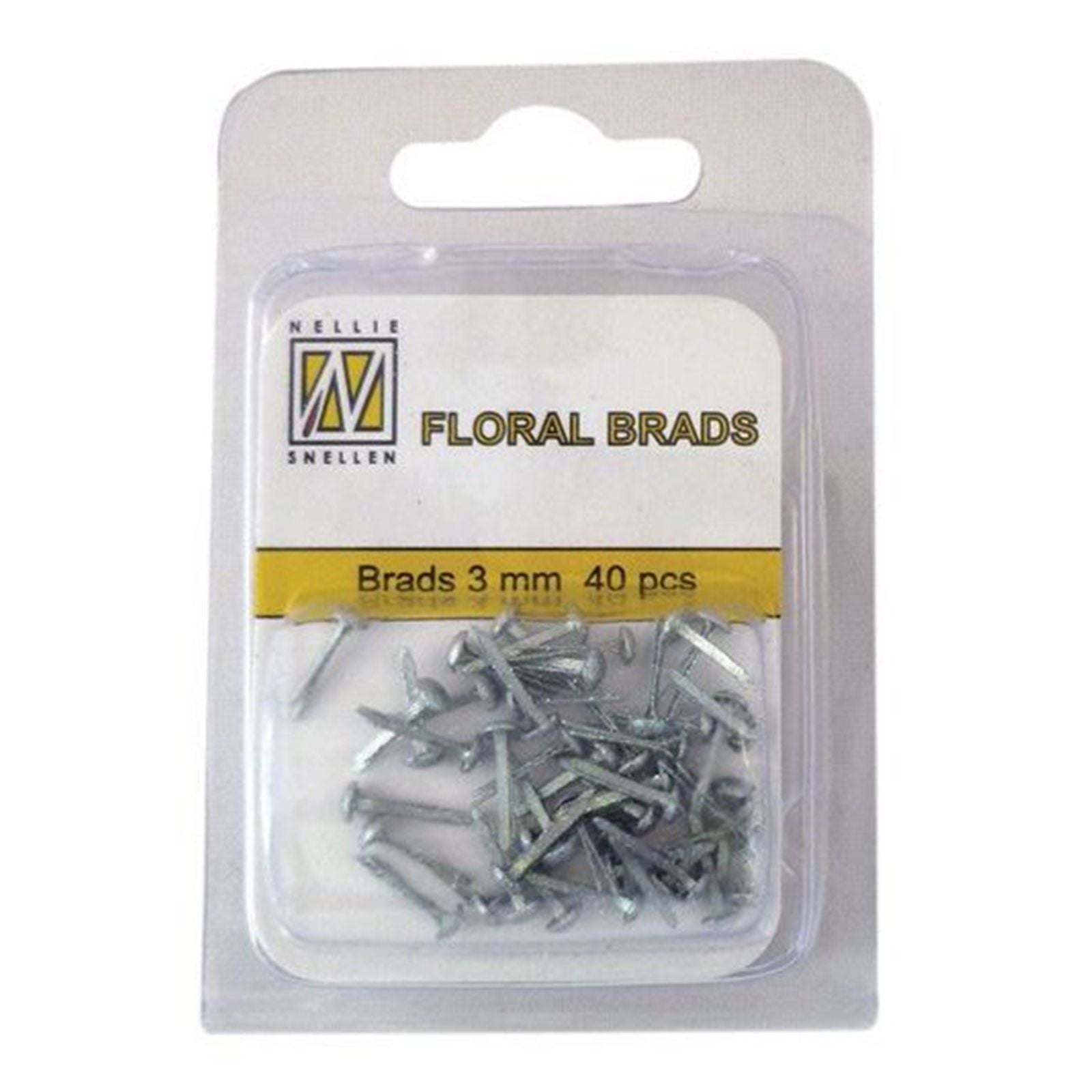 Le choix de Nellie • Attaches parisiennes à paillettes florales 3 mm. Paquet de 40 pièces argent 7542u métallisé