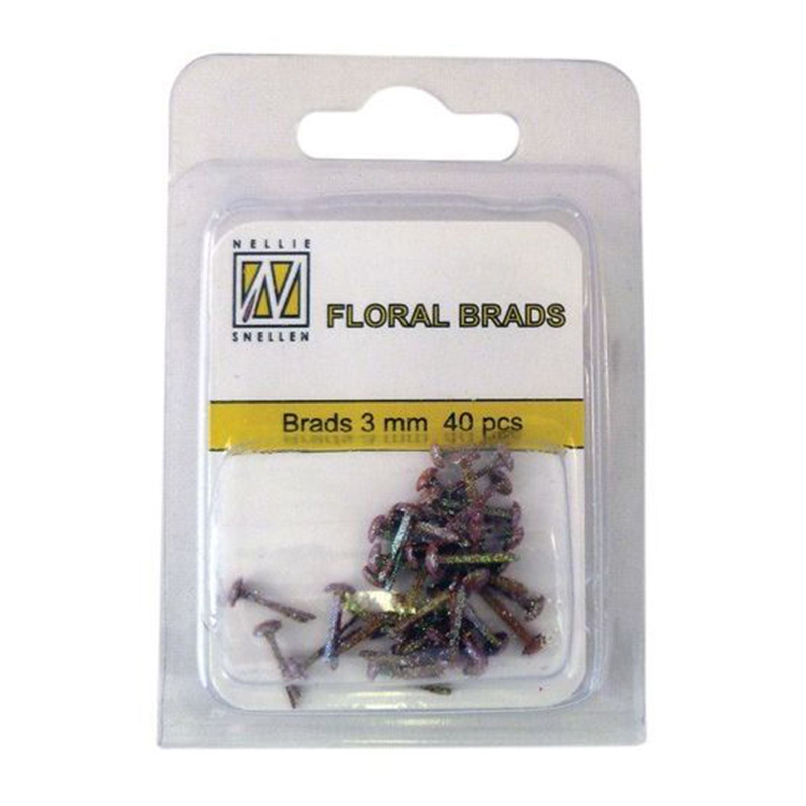 Le choix de Nellie • Attaches parisiennes à paillettes florales 3 mm. Paquet de 40 pièces marron foncé