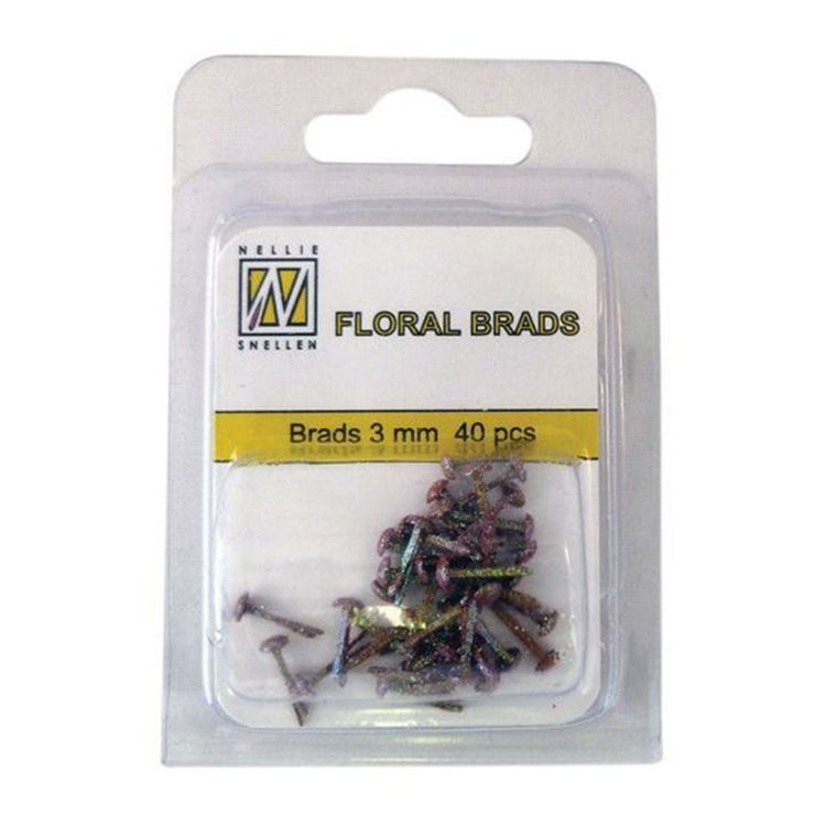 Le choix de Nellie • Attaches parisiennes à paillettes florales 3 mm. Paquet de 40 pièces marron foncé