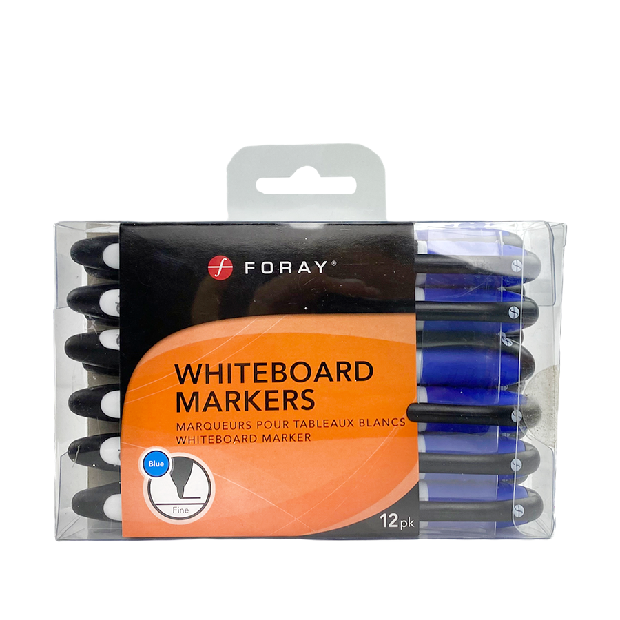 Marqueurs pour tableau blanc Foray bleu 12 pièces