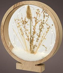 Cadre bois rond debout 27cm 25leds - 5508410