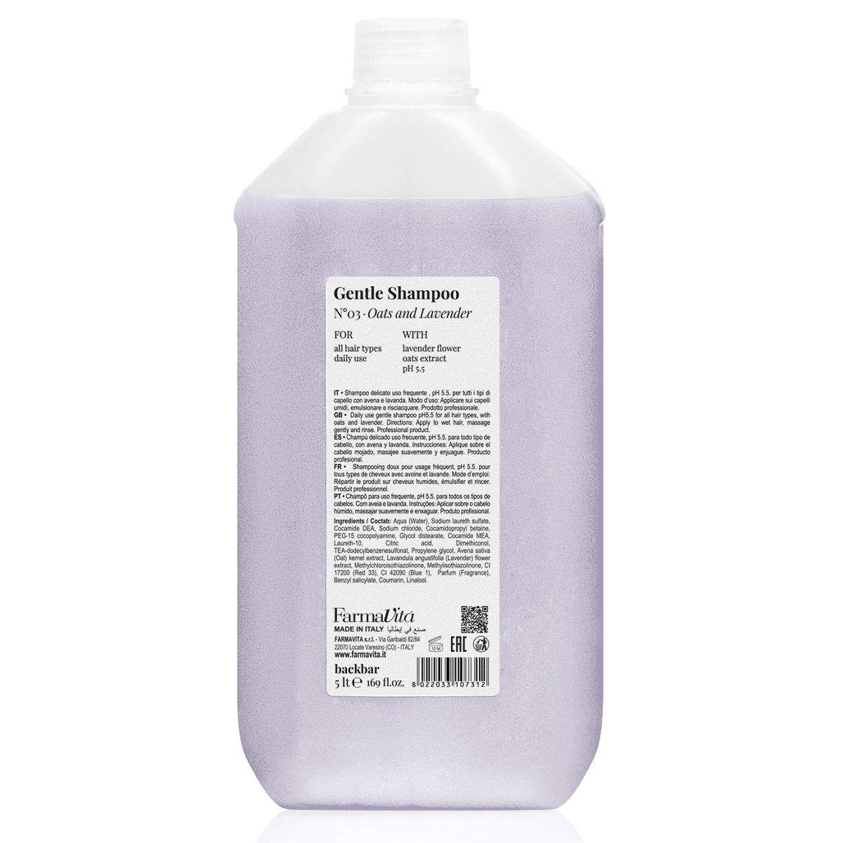 Farmavita backbar shampooing doux n°03 avoine et lavande 5000ml
