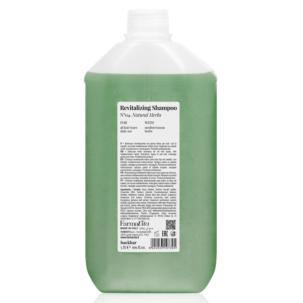 Farmavita backbar shampooing revitalisant n°04 herbes naturelles 5000ml