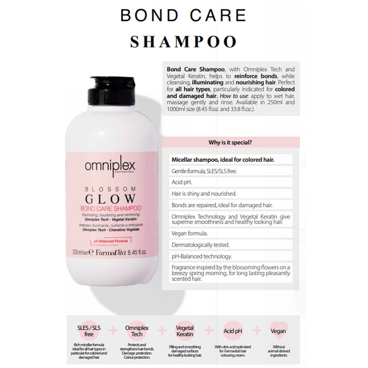Farmavita omniplex Blossom Glow Bond Care Shampooing 1000 ml