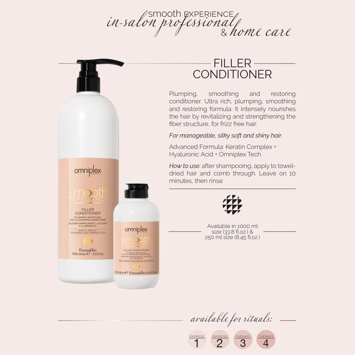 Farmavita omniplex conditionneur de remplissage expérience lisse 250 ml