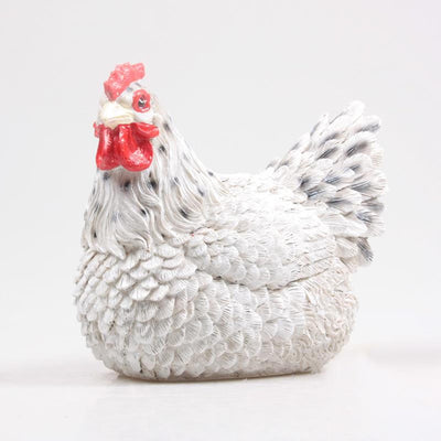 Statue de jardin animaux de ferme élevage de poules blanc 8x7x7,5cm