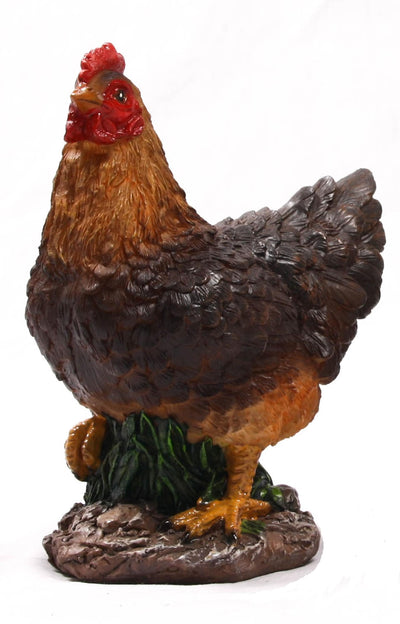 Statue de jardin animaux de ferme poulet mini marron 5x5x12cm