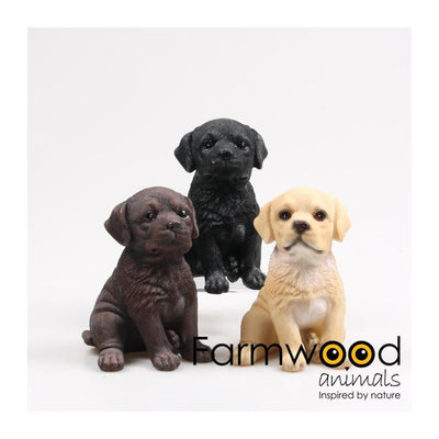 Statue de jardin animaux de ferme chiot labrador 13x10x15cm