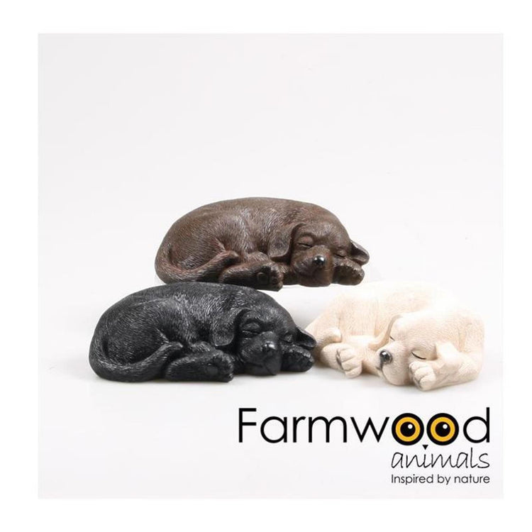 Statue de jardin animaux de ferme chiot labrador dormant 20cm