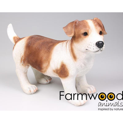 Statue de jardin animaux de ferme chien jack russel marron 39cm