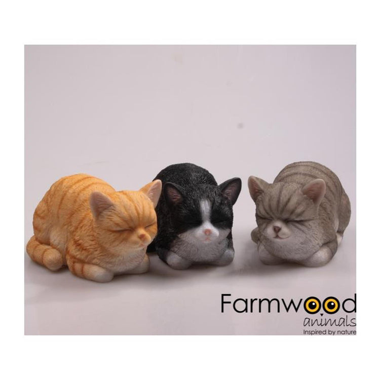 Statue de jardin animaux de ferme chat chat dormant 10x17x11cm