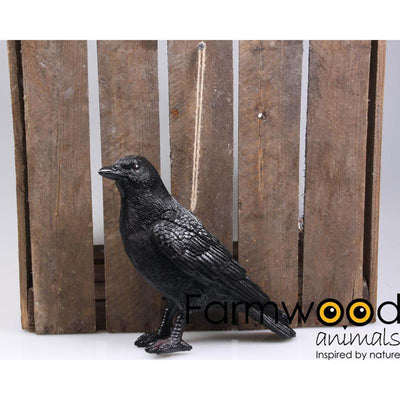 Statue de jardin animaux de ferme oiseau corbeau 24x10x20cm