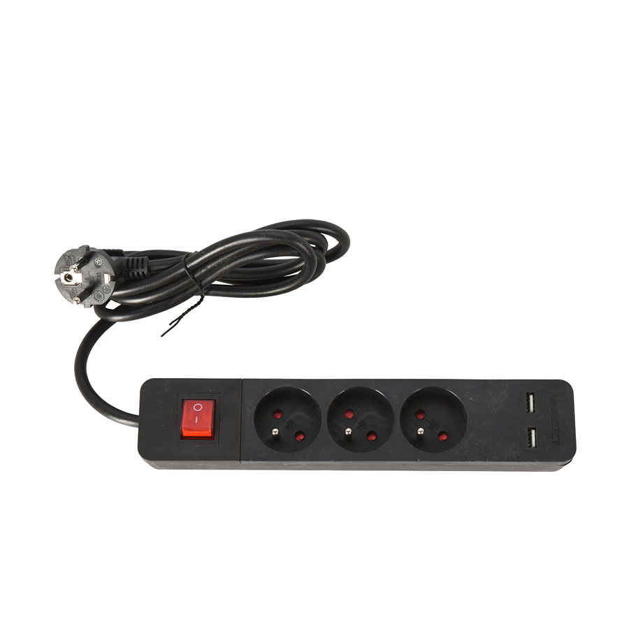 Prise de commande Fx 3 voies USB noire 140 cm