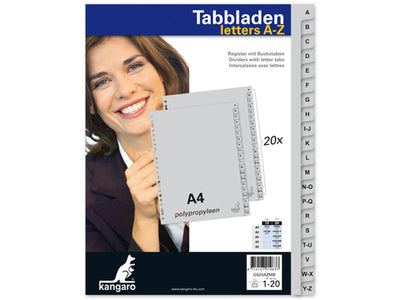 Onglets a4 23 anneaux a-z plastique