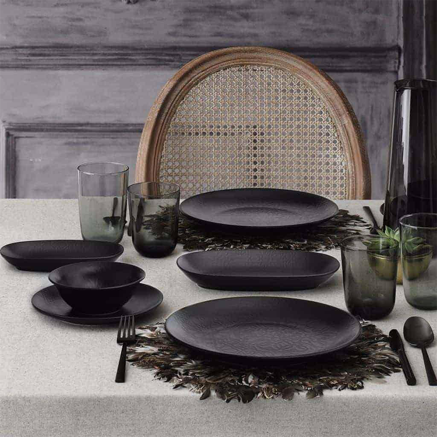 Service de table Güral noir mat 24 pièces