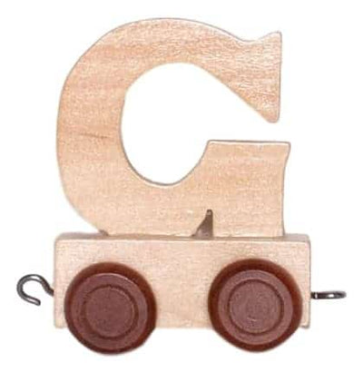 Lettre en bois G avec des roues de 6 cm de haut