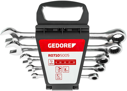 Gedore r07105005 | jeu de clés à cliquet | ouverture 8 - 19 mm | 5 pièces - 3300849