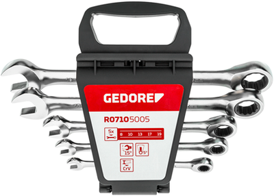 Gedore r07105005 | jeu de clés à cliquet | ouverture 8 - 19 mm | 5 pièces - 3300849