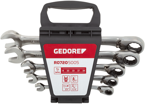 Gedore r0720 5005 | jeu de clés à cliquet | 8-19mm | 5 pièces 3300872