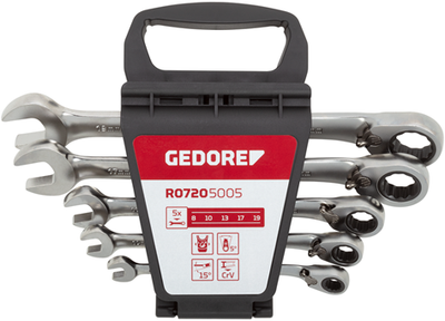 Gedore r0720 5005 | jeu de clés à cliquet | 8-19mm | 5 pièces 3300872