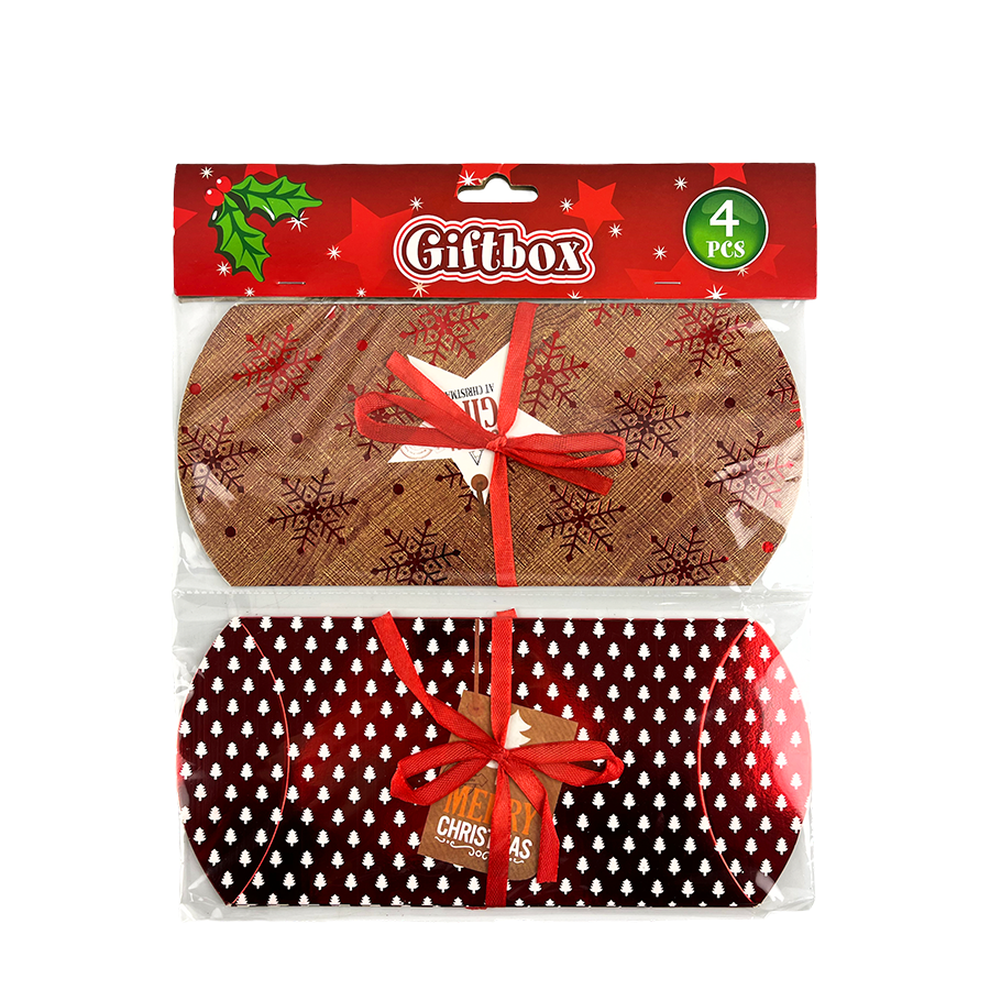Coffret cadeau Noël rouge 18x9cm 4 pièces