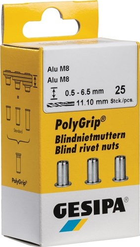 Ecrou à rivet aveugle Gesipa | tige de rivet d x l 7 x 13,5 mm m5 | acier inoxydable a2 | 50 pièces - 1464888 1464888