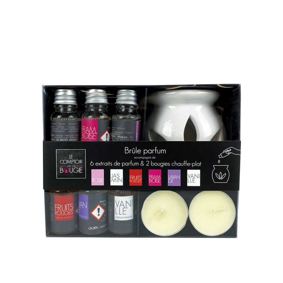 Brûleur de parfum lot de 6 huiles parfumées