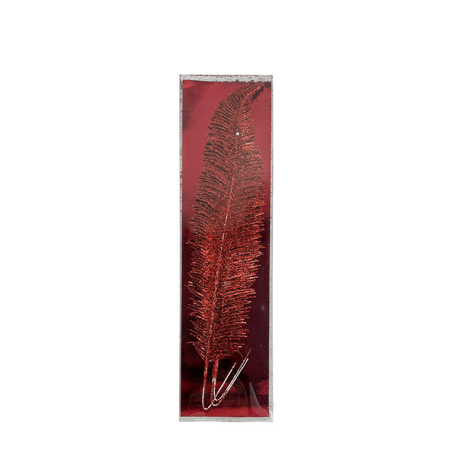 Plume de branche pailletée rouge 3 pièces