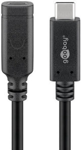 Ngk goobay usb-c mâle - usb-c femelle disponible | 1m noir - 9550230 - afbeelding 1