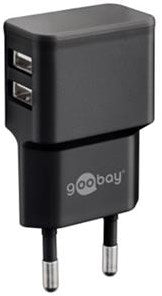 Goobay Chargeur USB coudé double 2,4a noir - 9550140
