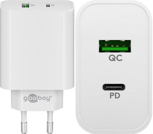 Goobay Chargeur rapide USB + USB-C 45W blanc - 9550194