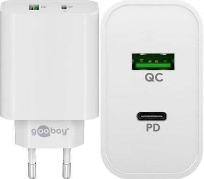 Goobay Chargeur rapide USB + USB-C 45W blanc - 9550194