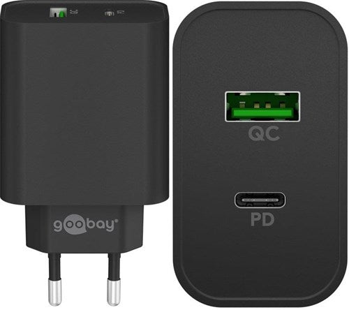 Goobay Chargeur rapide USB + USB-C 45W noir - 9550193
