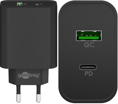 Goobay Chargeur rapide USB + USB-C 45W noir - 9550193