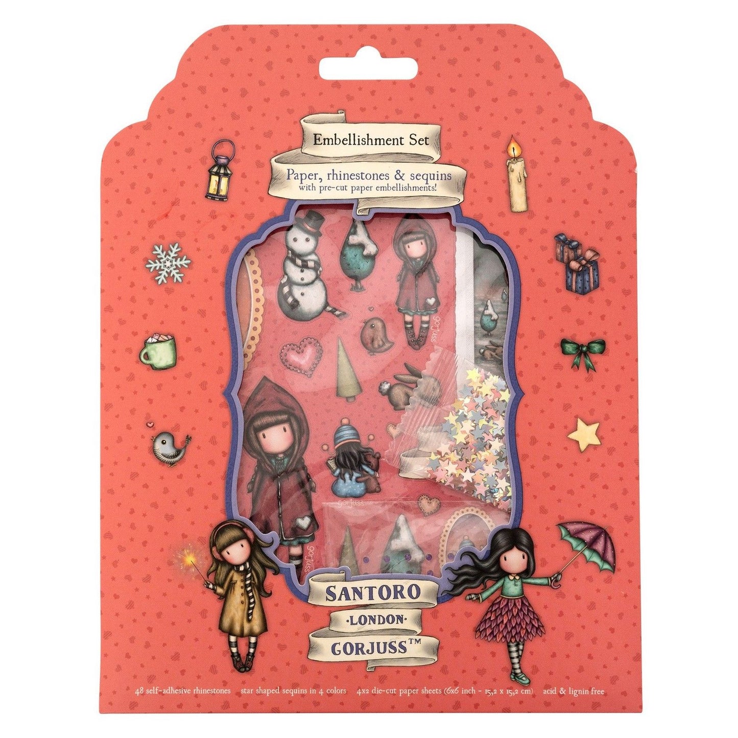 Studio Light • Gorjuss Essentials feuilles découpées papier 4x2, paillettes, strass