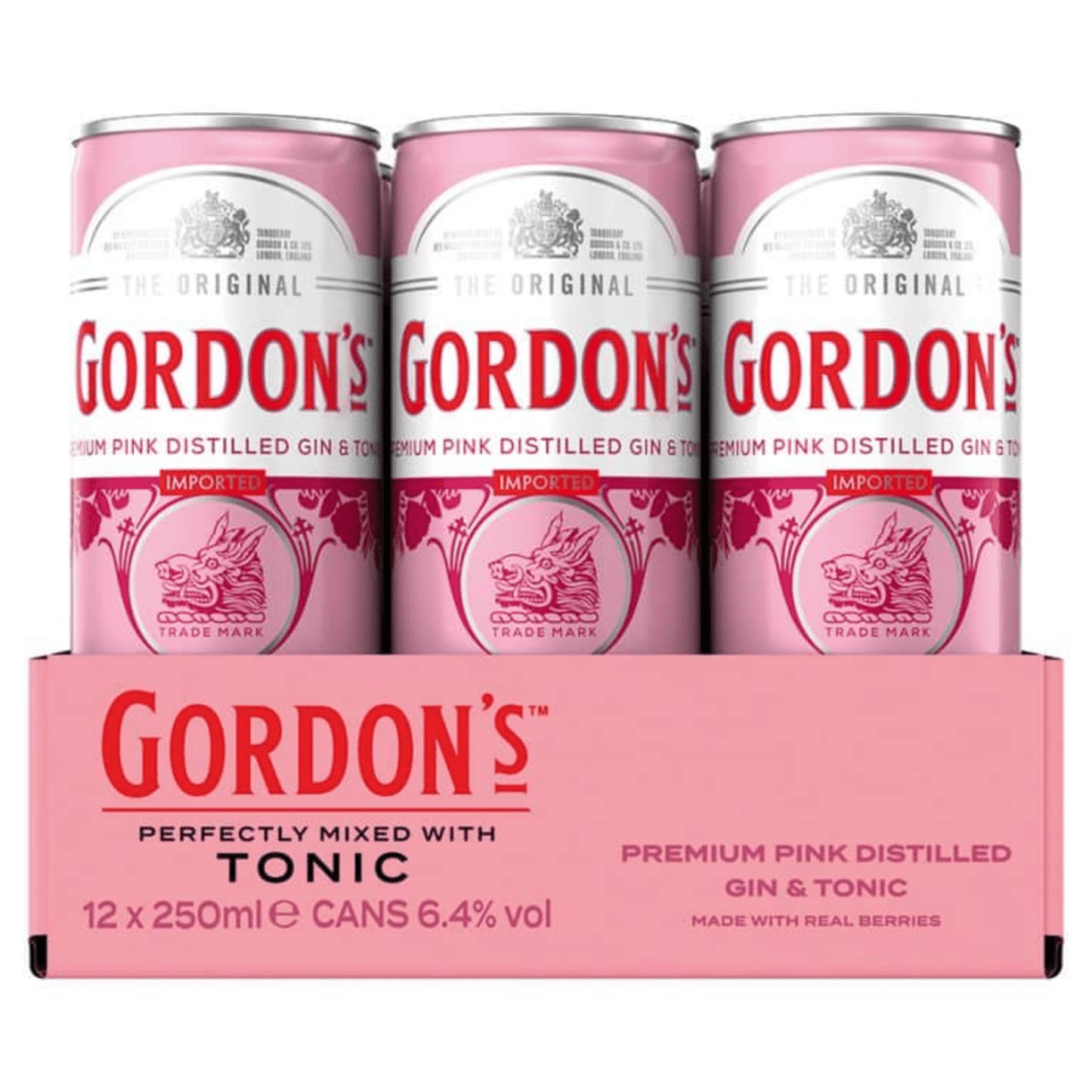 Canette de gin tonic rose Gordon's (12x 25cl)