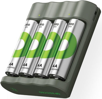 Chargeur de batterie USB GP + 4 x AA Batteries 2100mAh Nimh