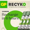 Chargeur de batterie USB GP + 4 x AA Batteries 2100mAh Nimh