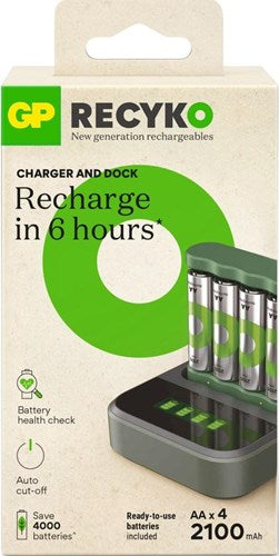 Chargeur de batterie GP USB 6h avec batterie 4x2100ma AA + dock - 3503069