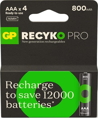 Pile rechargeable GP NiMH AAA 800mA blister(4) - 3311490