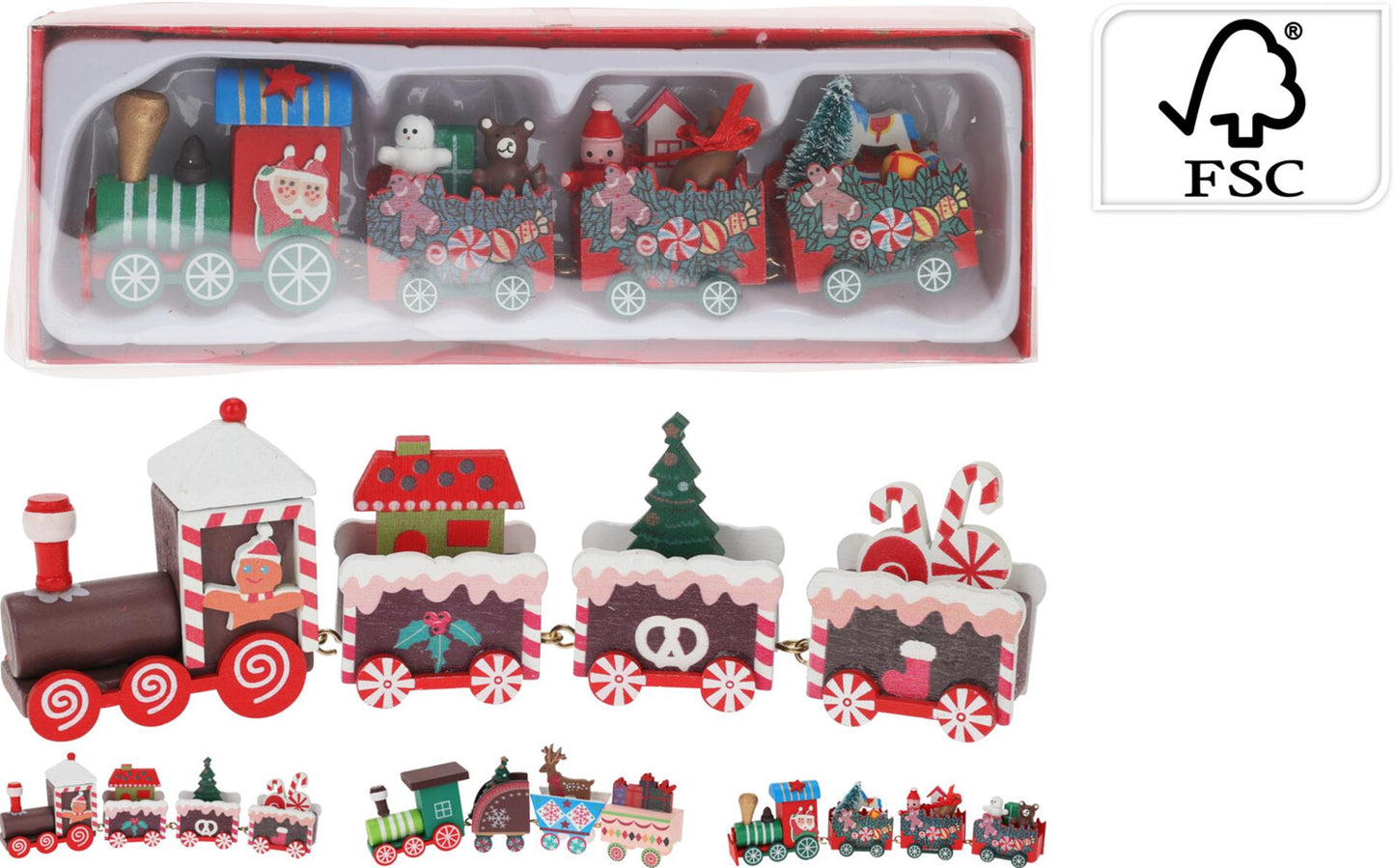 Train déco bois Noël 20cm
