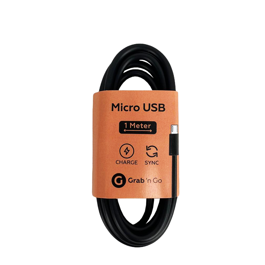 Câble micro USB Grab 'n go noir 100 cm