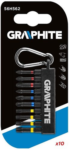 Jeu d'embouts en graphite 10 pièces longs dans un support avec crochet - 6480220