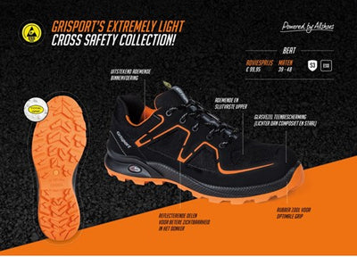 Ty grisport safe cross safe beat 33602 low s3 noir orange - taille 41 - 00.049.007.41