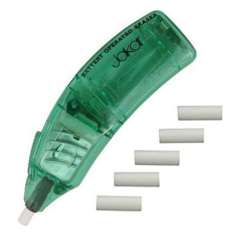 Eraser électrique, travaille sur des piles, en couleurs