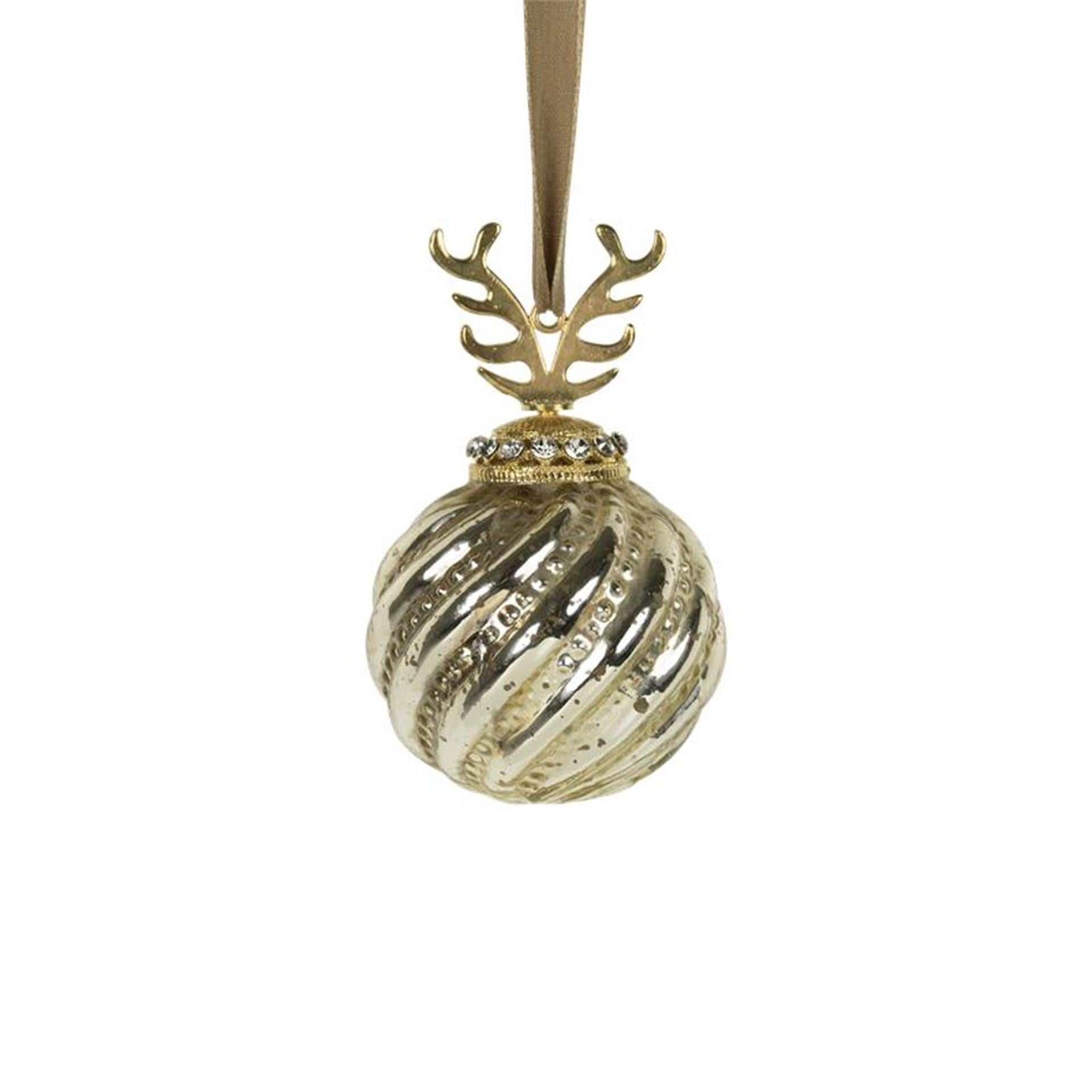 Boule de Noël en bois de cerf doré ø8cm