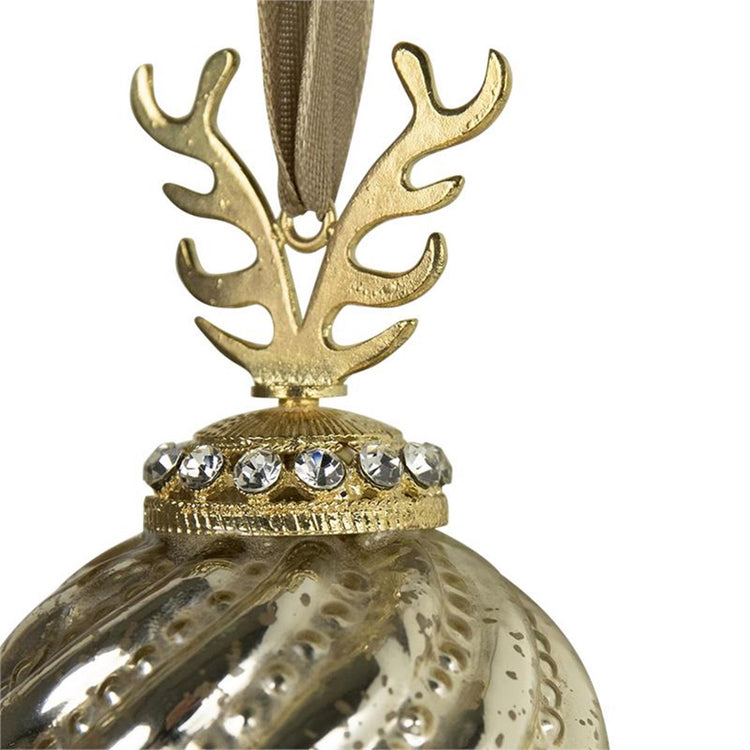 Boule de Noël en bois de cerf doré ø10cm